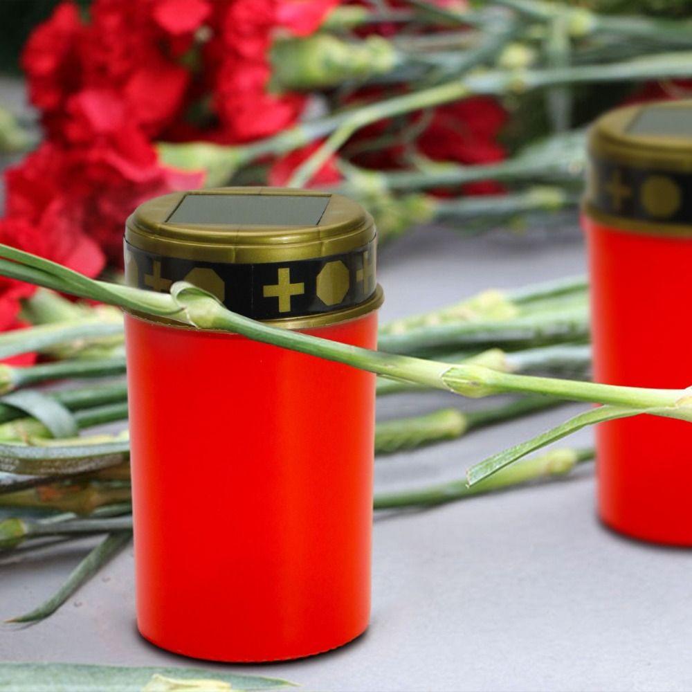 Flameless Solar Cemetery Candle Light Waterproof Electronic Candle Light Grave Memorial Tribute