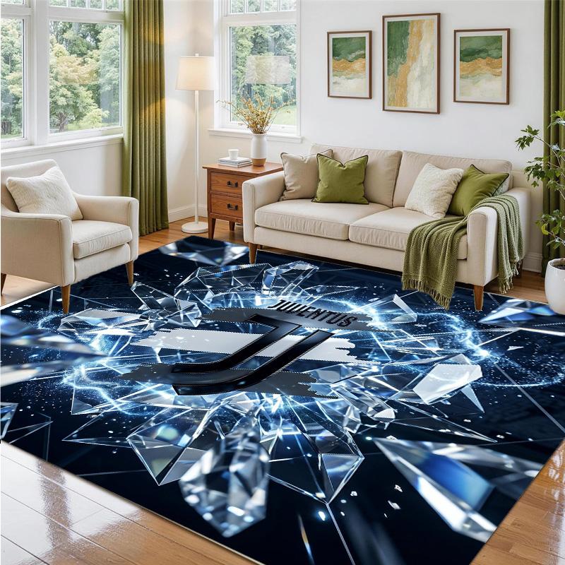 Juventus FC Design Crystal Velvet Rug Soft Decorative Mat for Bedroom Entrance