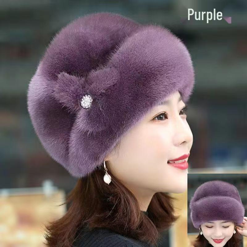 Stylish Women's Autumn & Winter Faux Mink Fur Hat for Middle-Aged & Elderly