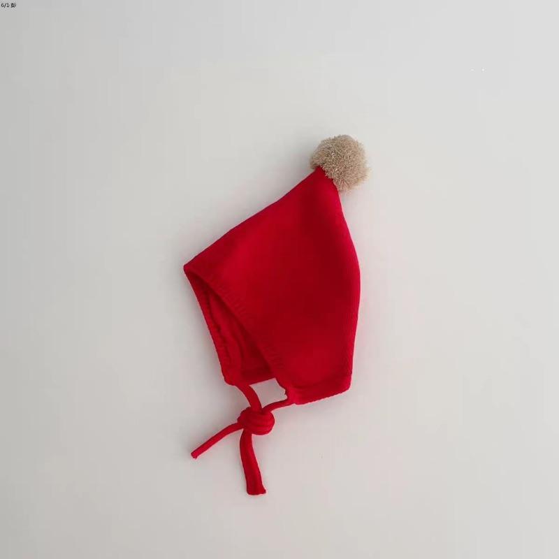 Baby hat cute hairball knitted ear hat autumn and winter men's and women's lace-up warm pointed wizard baby wool hat