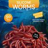 50 stuks Kunstmatige Siliconen Worm Vis Lokaas Bionische Rode Regenworm Zacht Aas Snijbare Wormen voor Baars Forel Karper Zoetwater Zoutwater Visgerei