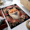 Floral Fox Rug for Elegant Homes - Add a Touch of Nature to Your Interior | Beautiful Animal Print Carpet Skid resistant carpet
