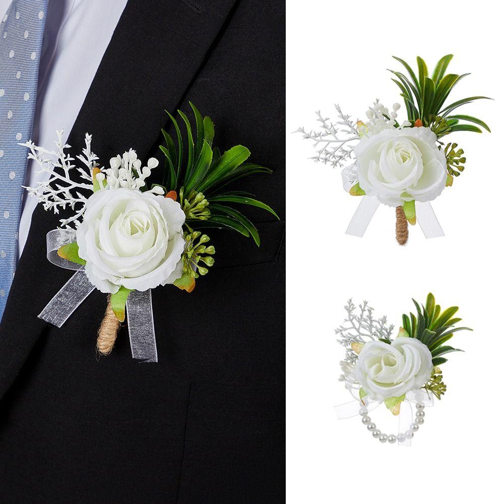 Silk Boutonnieres Flowers Brooches Style Wrist Flower New Wedding Corsage Wedding Accessories