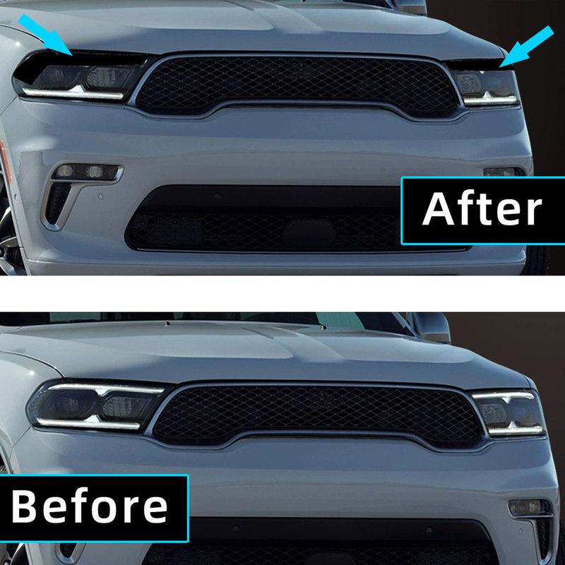 For Dodge Durango 2014- Car Light Stickers Overlays Headlight Eyelid Vinyl Tint Film Tail Light Decal Exterior Accessories