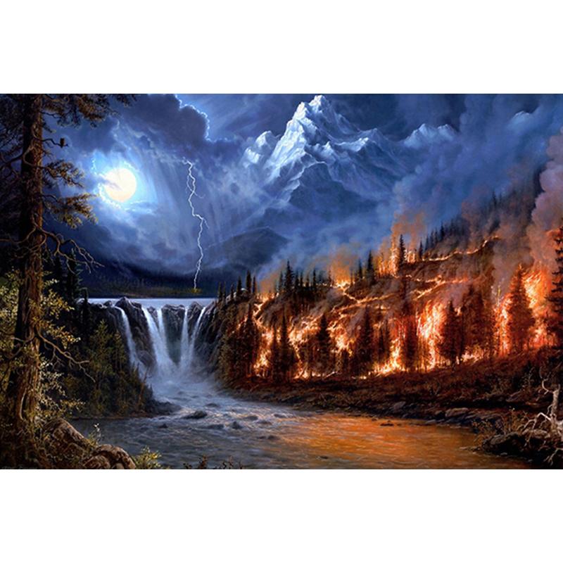 Pictură cu diamant 5D DIY Peisaj natural Mozaic Broderie Animale cu punct de cruce Decorare artizanală