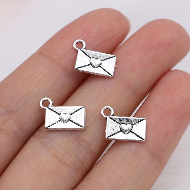 30 pieces of zinc alloy silver envelope ornaments, DIY jewelry pendant for handmade necklaces and earring accessories