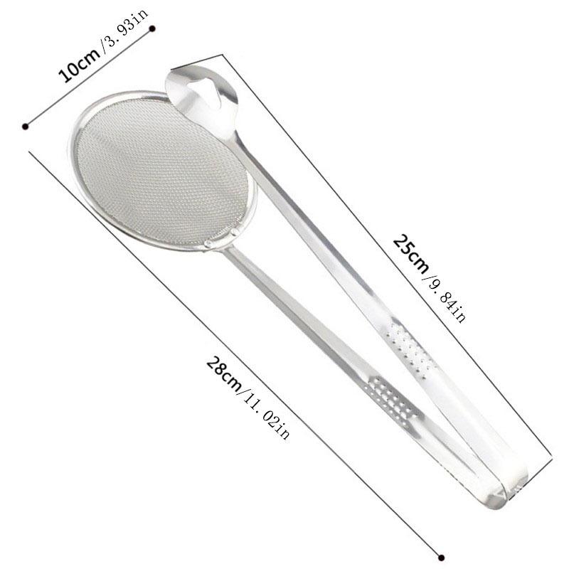 Versatile Oil Skimmer and Food Clip with Stainless Steel Kitchen Strainer Perfect for Filtering Frying and Scooping