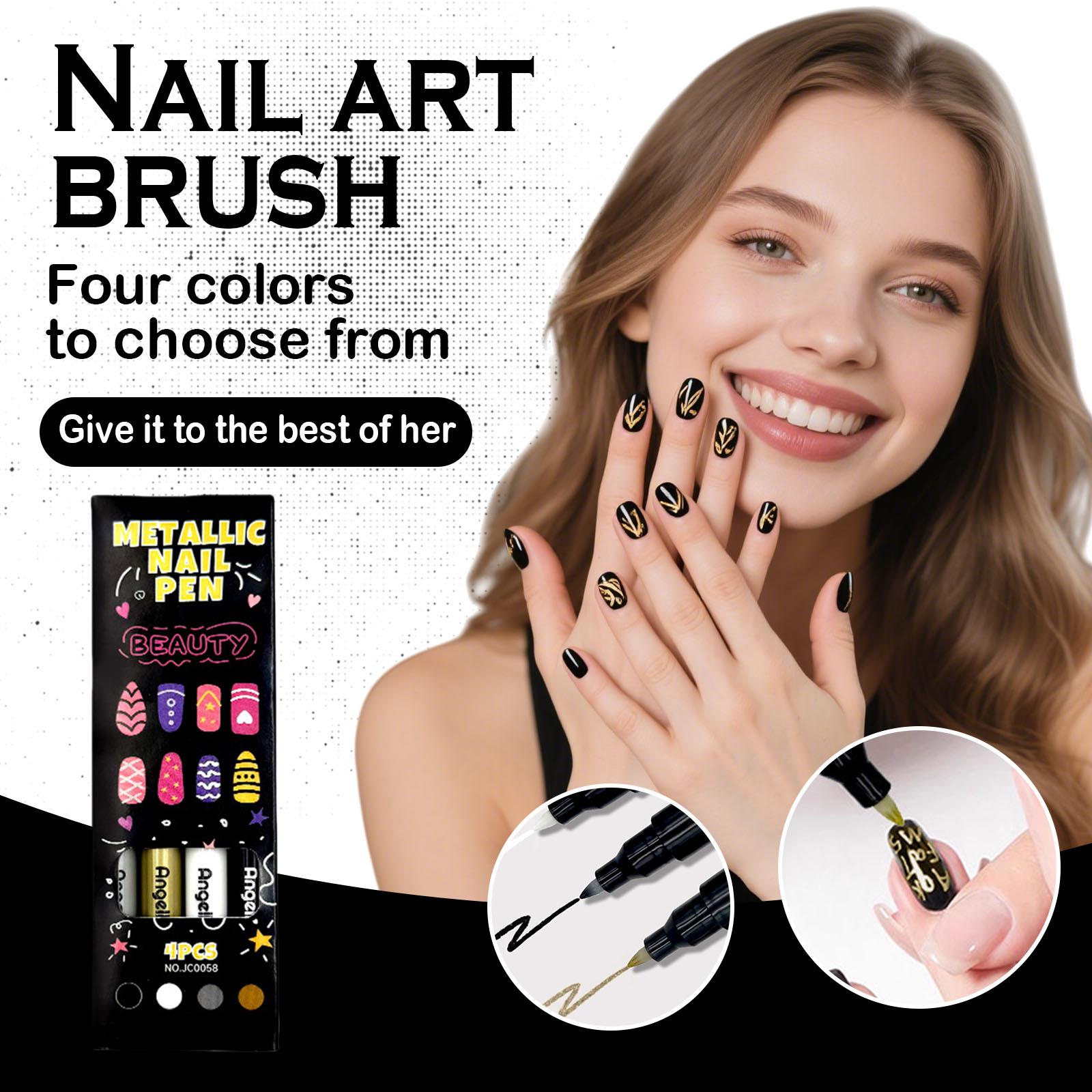 

Drawing Pen, Nail Painting Pen, DIY , Quick-drying, Colored Pen For Drawing Flowers And Outlining (4 Colors16ml) One Size чорний