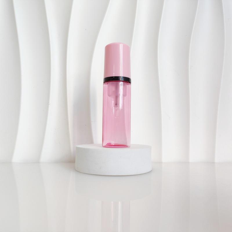 60ml Red Translucent Mousse Dispenser: Cosmetic Brush Foam Bottle for Face Wash and Travel Use