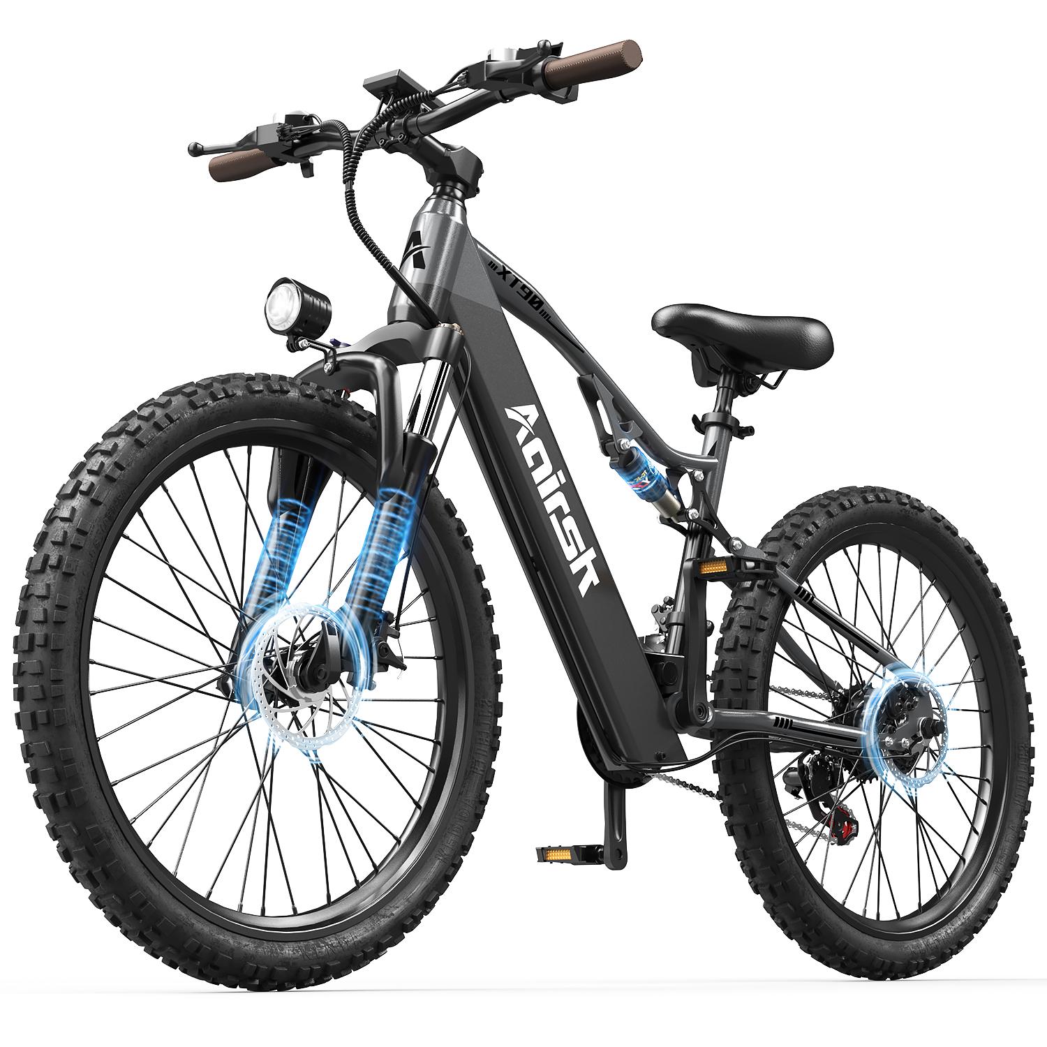 Aairsk Elektrofahrrad für Erwachsene, 26  Geländereifen, 48V 20Ah Vollfederung 25km/h 21 Gänge NFC schwarz