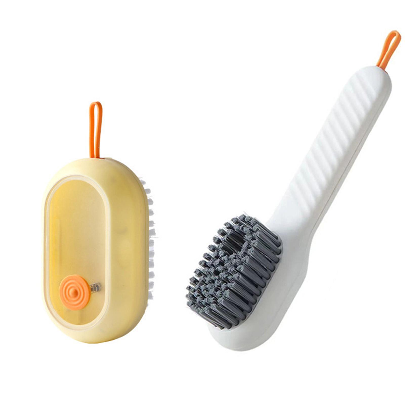 Fast Foaming Liquid Shoe Brush Set Press Type Long Short Handle Soft Bristle Shoe Cleaning Brush Kit For Clothes Shoe Cleaning