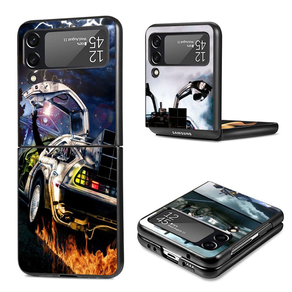 Back To The Future Time Machine Phone Case For Samsung Galaxy Z Flip3 Flip4 Flip5 Flip6 Flip7 For Z Flip 7 6 5 4 3 5G Hard Foldi