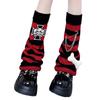 Gothic Women Leg Warmers Harajuku Punk Bone Skull Crosses Flared Knitted Foot Cover Winter Warm Long Socks Streetwe