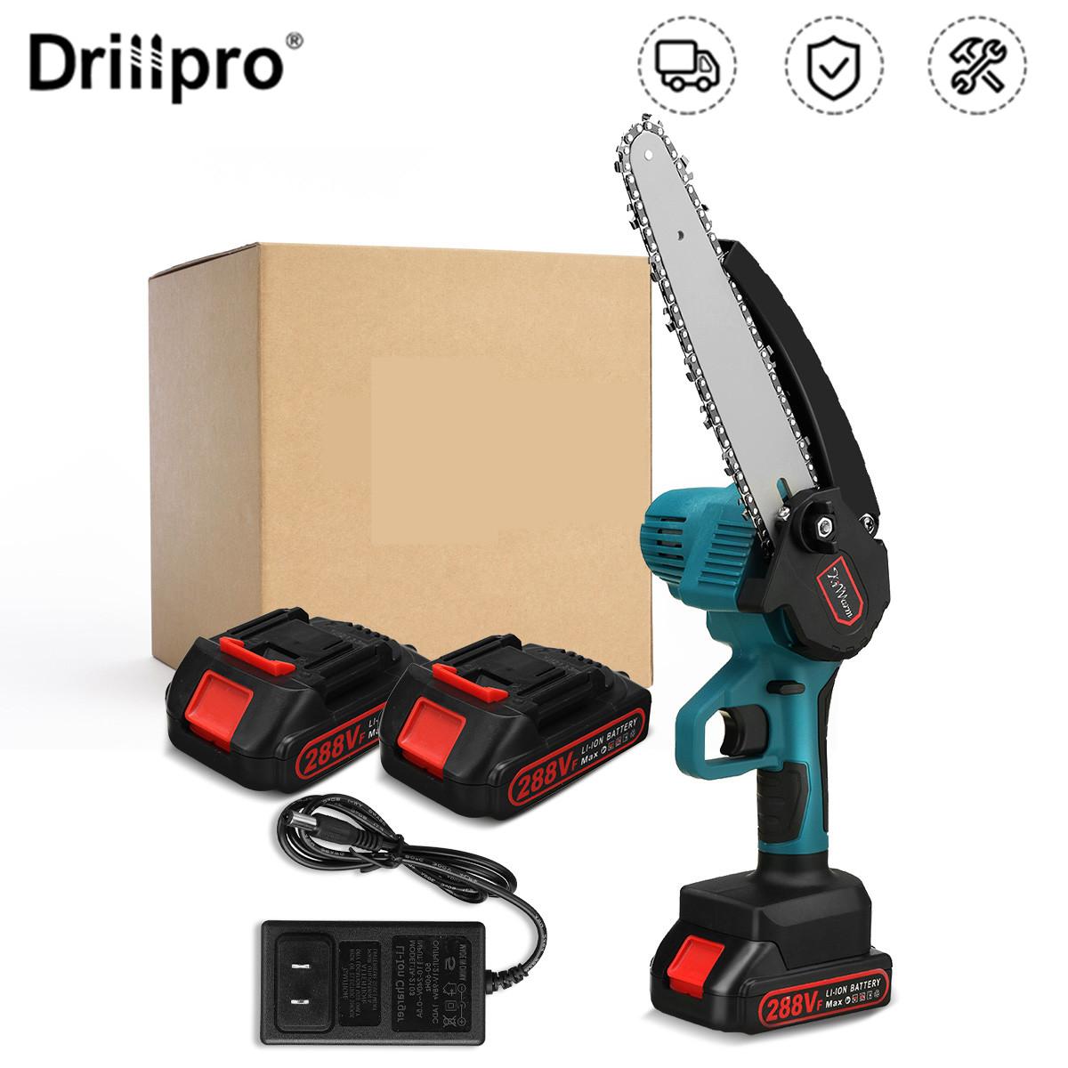 

Drillpro 8-дюймовый 3000W 288V Мини-секаторная пила Электрические бензопилы Oiler Деревообрабатывающая садовая обрезка Пила Электроинструменты с литиевой батареей EU Plug 2Battery