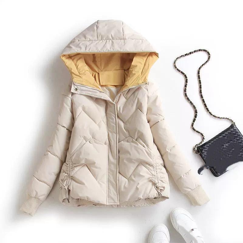 

Пуховик Женский Короткий Пуховик Женский Теплая Куртка Большого Размера Свободный Пуховик Тренд S бежевый