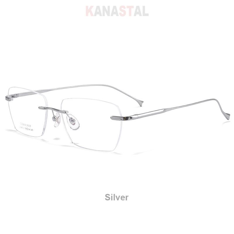 Men Rimless Prescription Glasses Myopia Reading Eyewear Women Blue Light Blocking Lenses Computer Pure Titanium Eyeglasses Frame