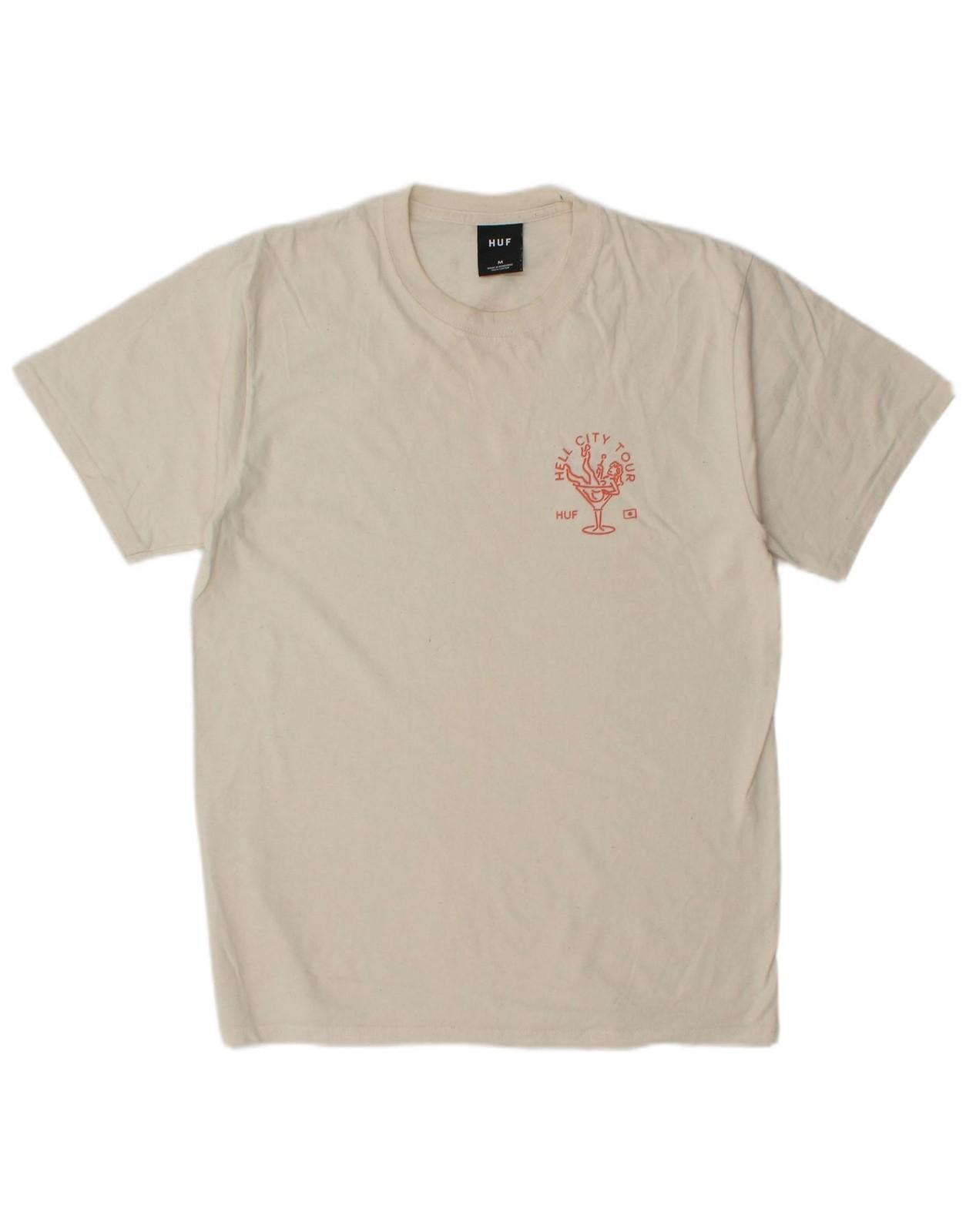 HUF Mens Graphic T-Shirt Top Medium White Cotton U116 S