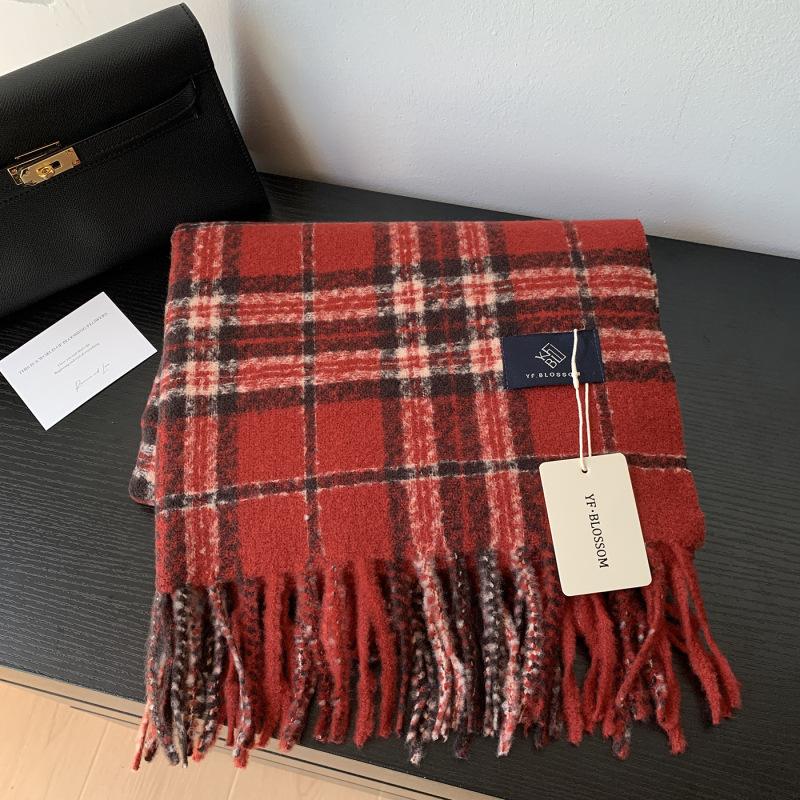 Retro Red Plaid Women Men Scarf Winter Preppy Style Warm Scarve Pashmina Tassel Mujer Female Foulard Bufanda Wrap Shawls Unisex