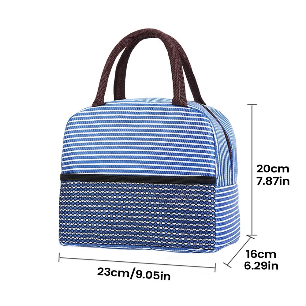 Insulated Lunch Tote Bag with Mesh Pocket Reusable Lunch Box Container for Kids Adults Office School Camping Picnic Beach
