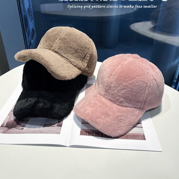 Winter warm plush baseball cap women's outdoor thickened solid color casual simple new student cap