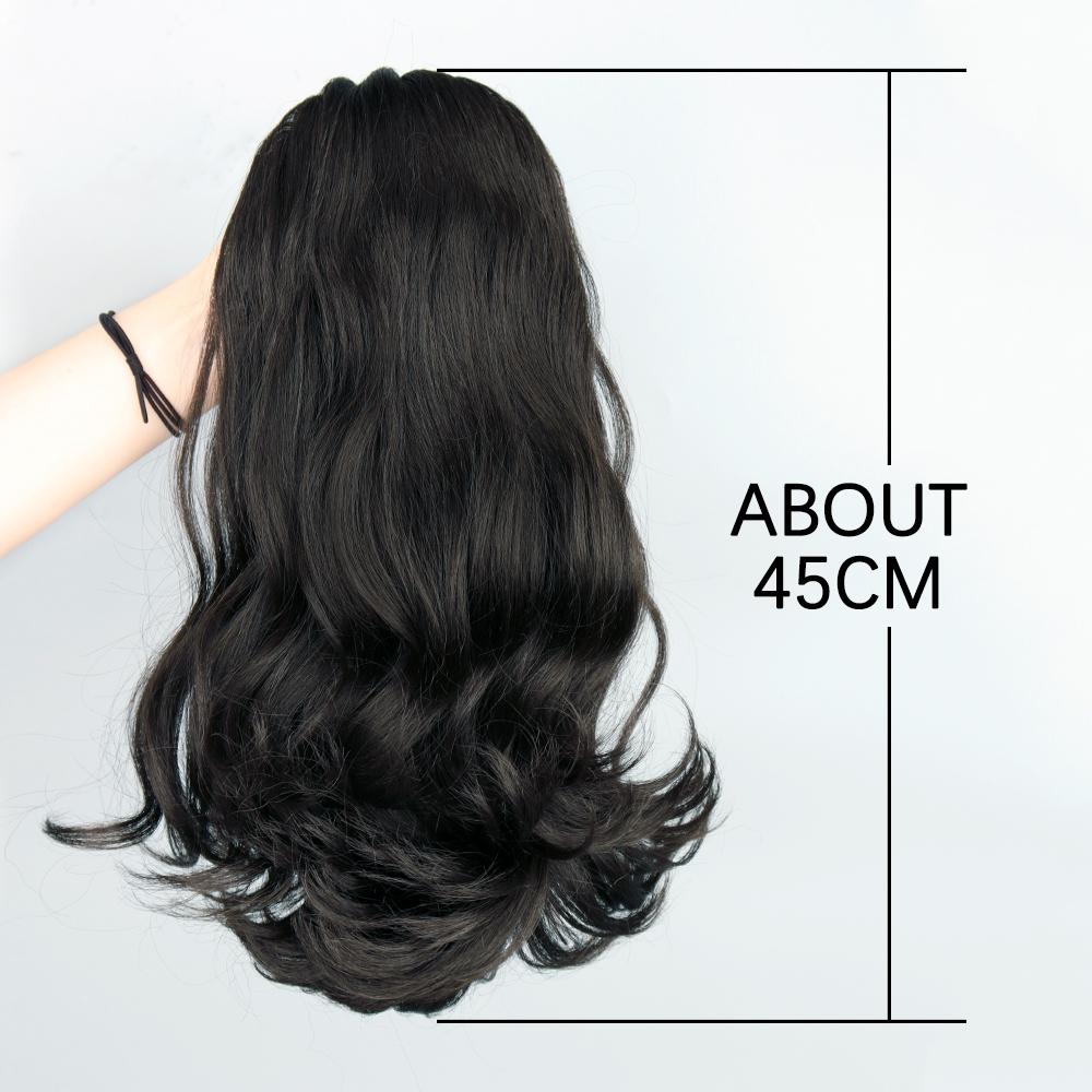 MISSQUEEN Synthetic Tail Wrapping Around Drawstring Natural Wavy Ponytail Hairpiece with 2 Comb Hair Extensions Black for Women