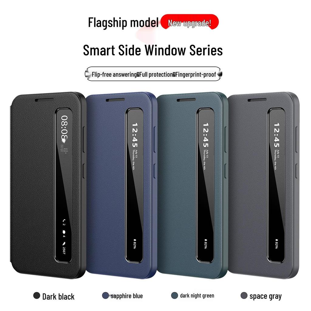 Samsung A-Serie Leder-Klapphülle: Kompatibel mit A16, A56, A55, A36 - Smart Window Business Cover.