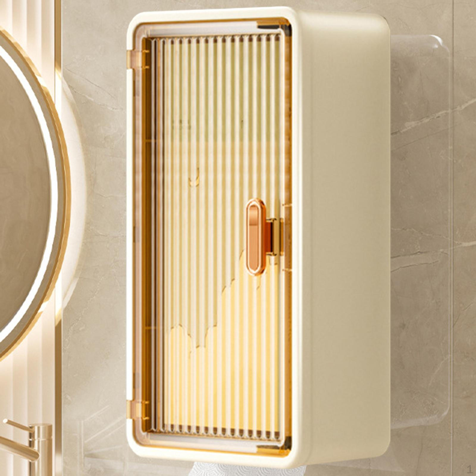 

Tissue Box Holder for Bathroom, Functional Paper Towel Dispenser And Storage Rack Yellow Clear Brown