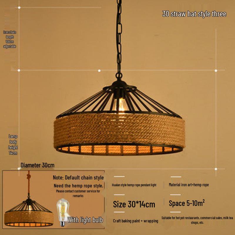 

Подвесной светильник из пеньковой веревки в деревенском индустриальном стиле - Освещение для юрты и бара Includes Edison LED 4W