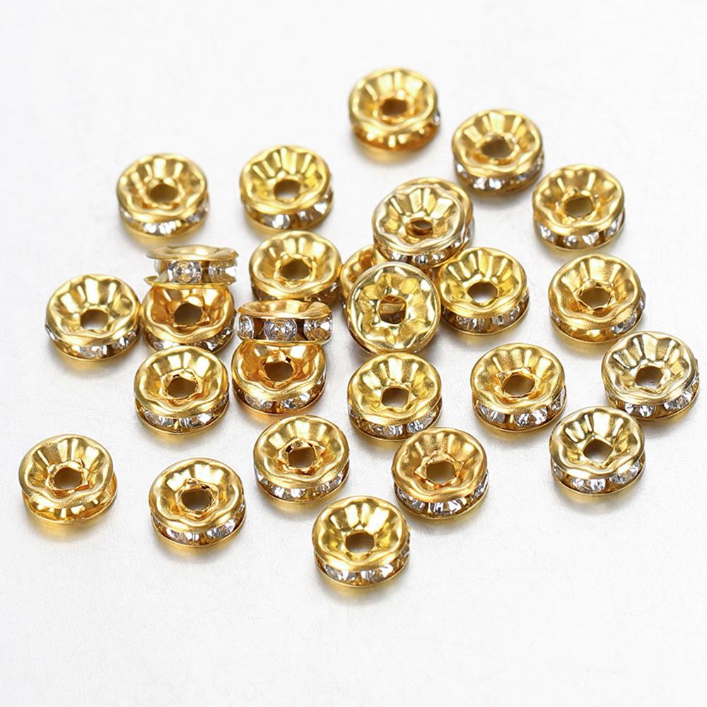 100pcs 4-10mm Handmade Crystal Rhinestone Spacer Beads Loose Spacer Beads for DIY Bracelet Necklace Accessories Wholesale