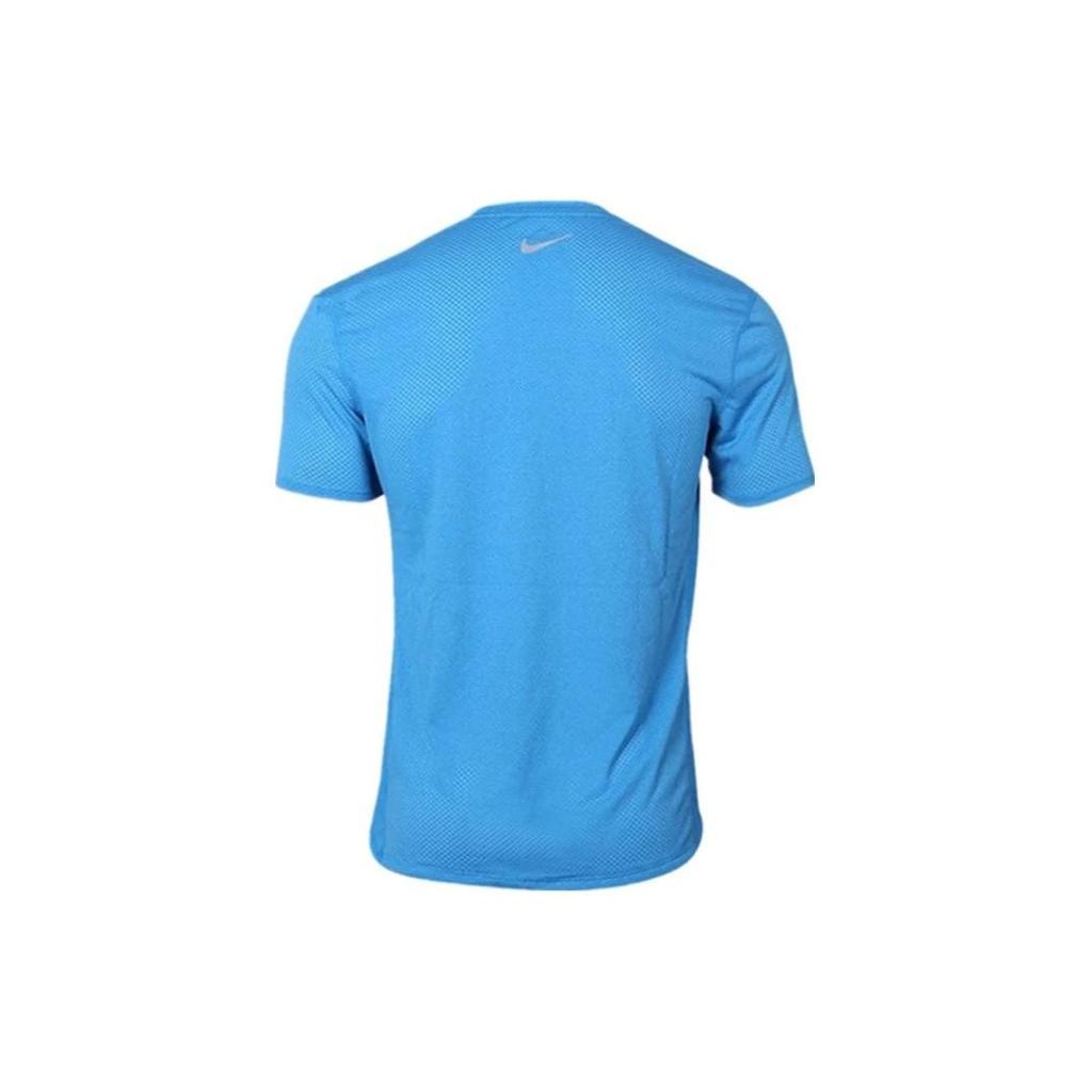 Nike Solid Color Logo Print Round Neck Pullover Slim Fit Short Sleeve T-Shirt Men Tops Blue AT3924-482