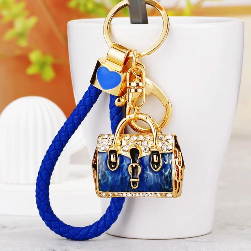 Fashion Bag Shape Crystal Keychain Girl Bag Pendant Car Pendant Creative New Rhinestone Keyring