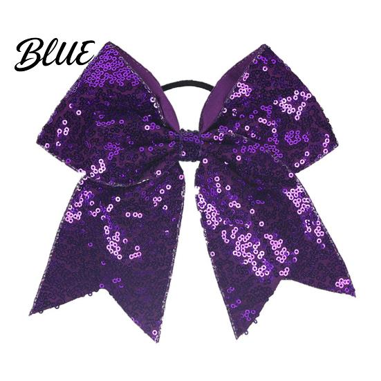 Large Glitter Bow Ties Sequins Hair Bows Elastic Tie Cheerleading Bands for Girls Band Ponytail Holder Scrunchies Women Teens Kids Colorful Sequin