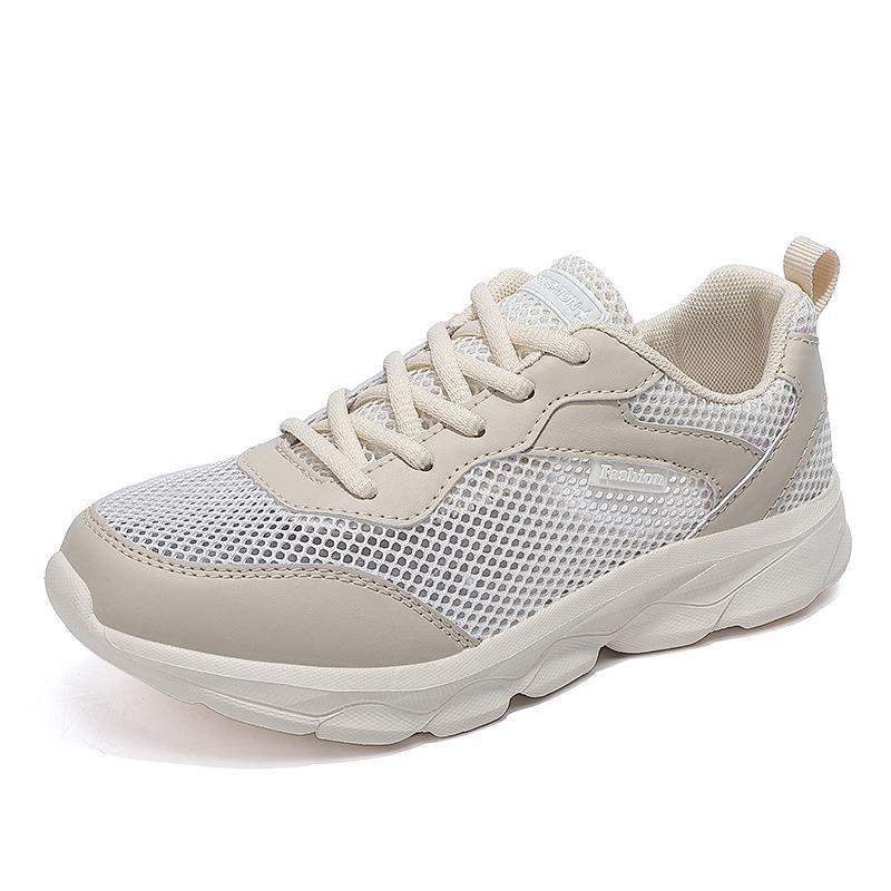 Summer hollow breathable mesh casual sports shoes women's pure white all black non-slip soft-soled shoes