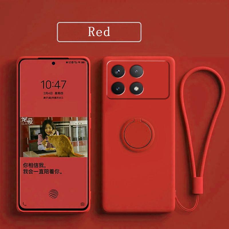 Case For Xiaomi Poco X6 Pro Case Liquid Silicone Ring Stand Shell Coque For POCO X6 Pro Cover Shockproof Redmi K70E Bumper Back Funda