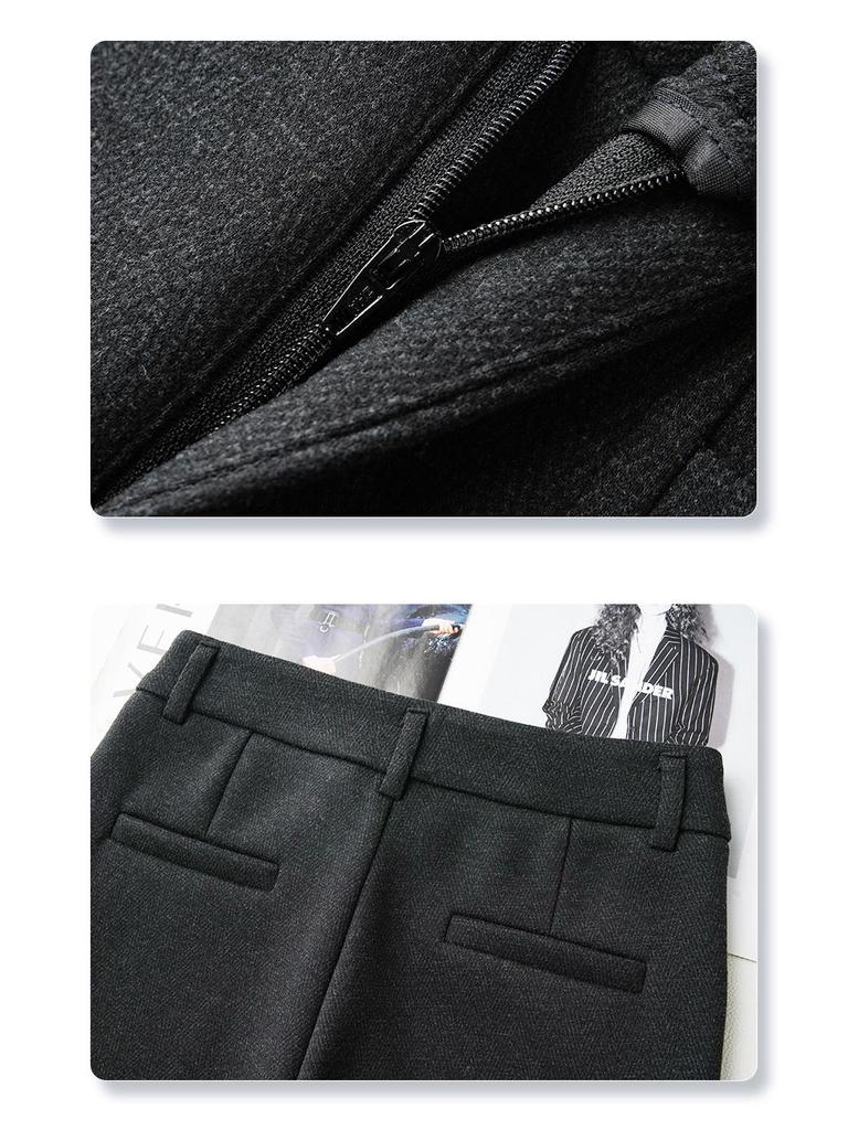 2024 Women's Gray High-Waist Wool Flared Pants – Autumn/Winter Slimming Style