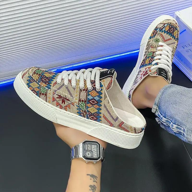 

Модная мужская обувь с полупринтом для улицы, увеличивающая рост, оригинальный тренд 2025, шлепанцы маскулино, низкая цена, модные, элегантные, забавные, в стиле Y2k, мужские тапочки 39