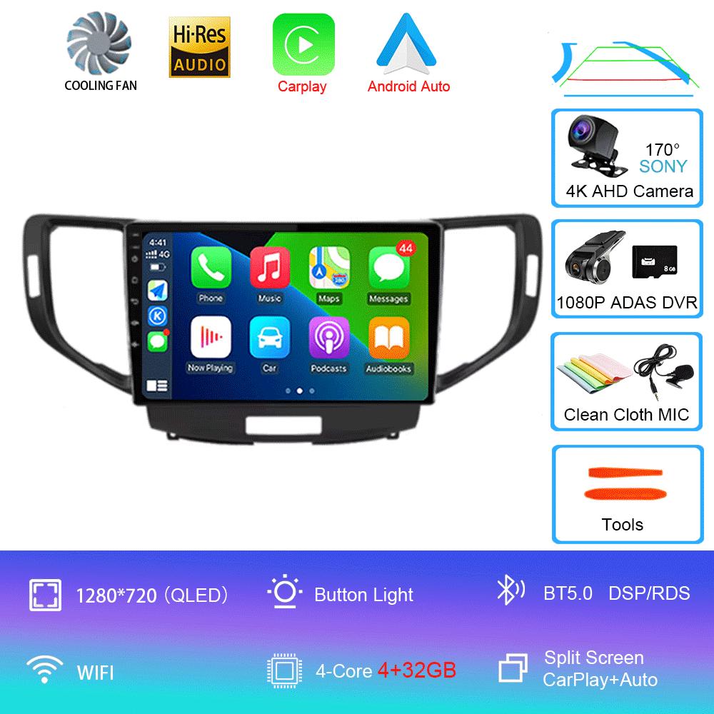 For Honda Accord 8 Acura TSX 2008 - 2012 Car Radio GPS Android 14 Multimedia System Navigation Auto Carplay Video Player Screen