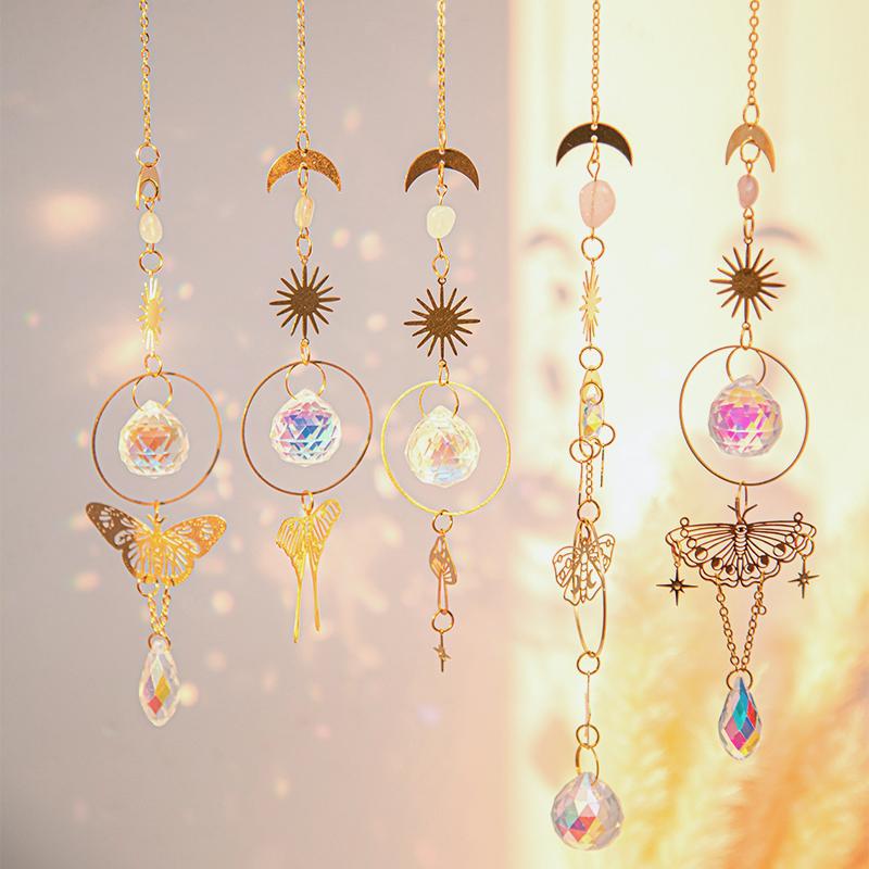 Sunlight Catcher Pendant Outdoor Window Hanging Crystal Hanging Pendants Rainbow Wind Chimes For Home Garden Window Decoration