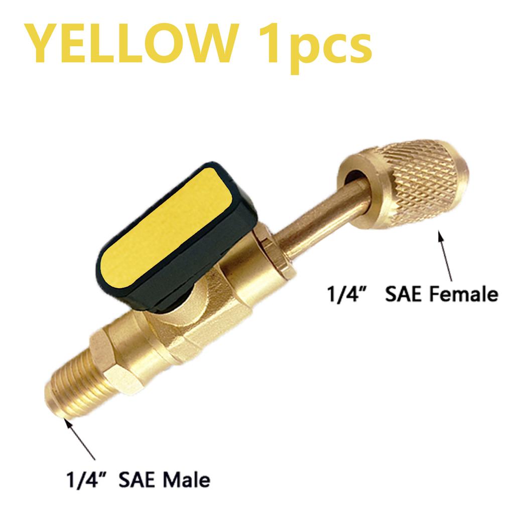1/4" SAE Male Refrigerant R22 R12 R410a Angled Shut-Off Ball Valve Adapter Air Conditioning Charging Hoses AC Refrigerant Tools