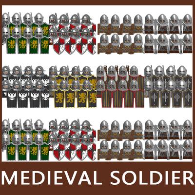 8 Stück MOC Mittelalterliche Burgsoldaten Figuren Bausteine Schwarzer Adler Ritter Bogenschütze Wache Axt Schwert Lanzenreiter Imperium Steine Spielzeug Geschenke Junge