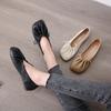 2025 Spring and Autumn New Flat-soled Maternity Shoes Comfortable Nurse Big Head Non-slip Square Head Casual Internet Celebrity Soft Leather Single Sh