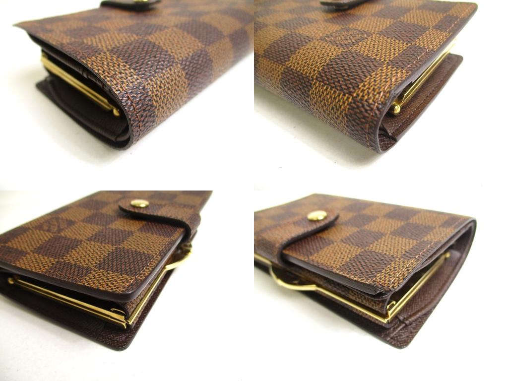 Authentic LOUIS VUITTON Damier Brown Leather Bifold Wallet Viennois #a460 Seller refurbished