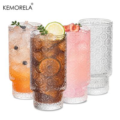 4PCS 310ML Crabapple Flower Glass Stacked Glass Whiskey Cocktail Beer Fruit Tea Suitable For Family Gatherings Housewarming Gift