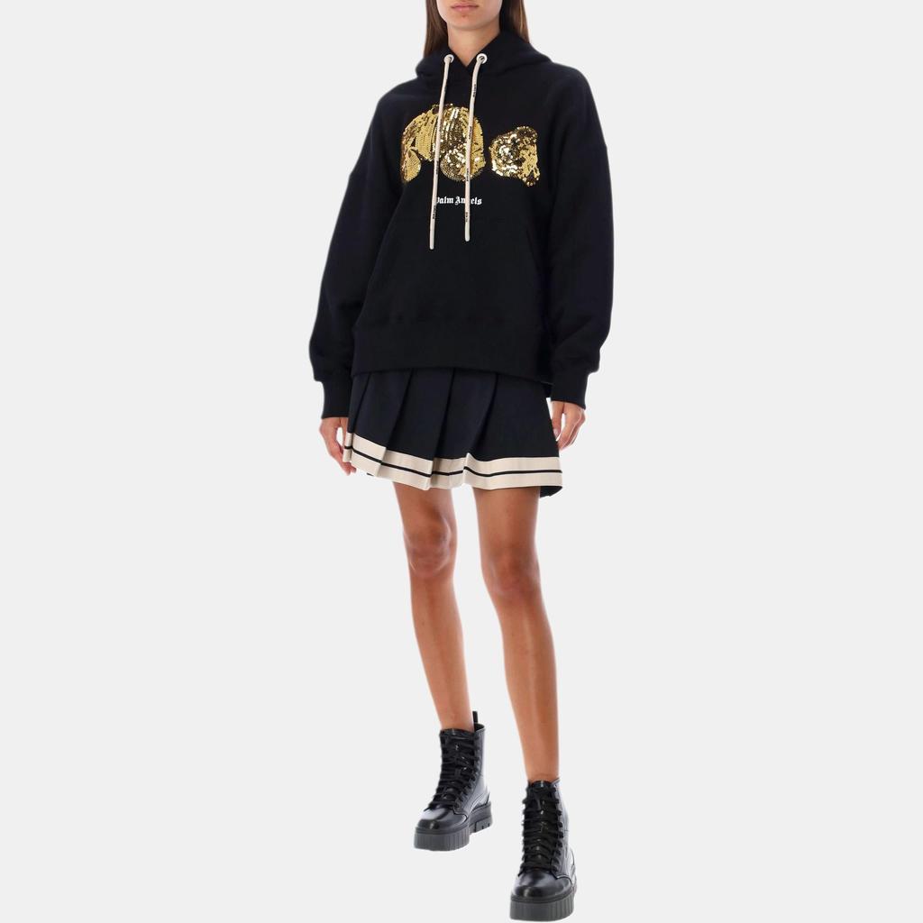 (WMNS) Palm Angels Gold Sequins Bear Hoodie 'Black Gold' Women's PWBB023F22FLE0041076