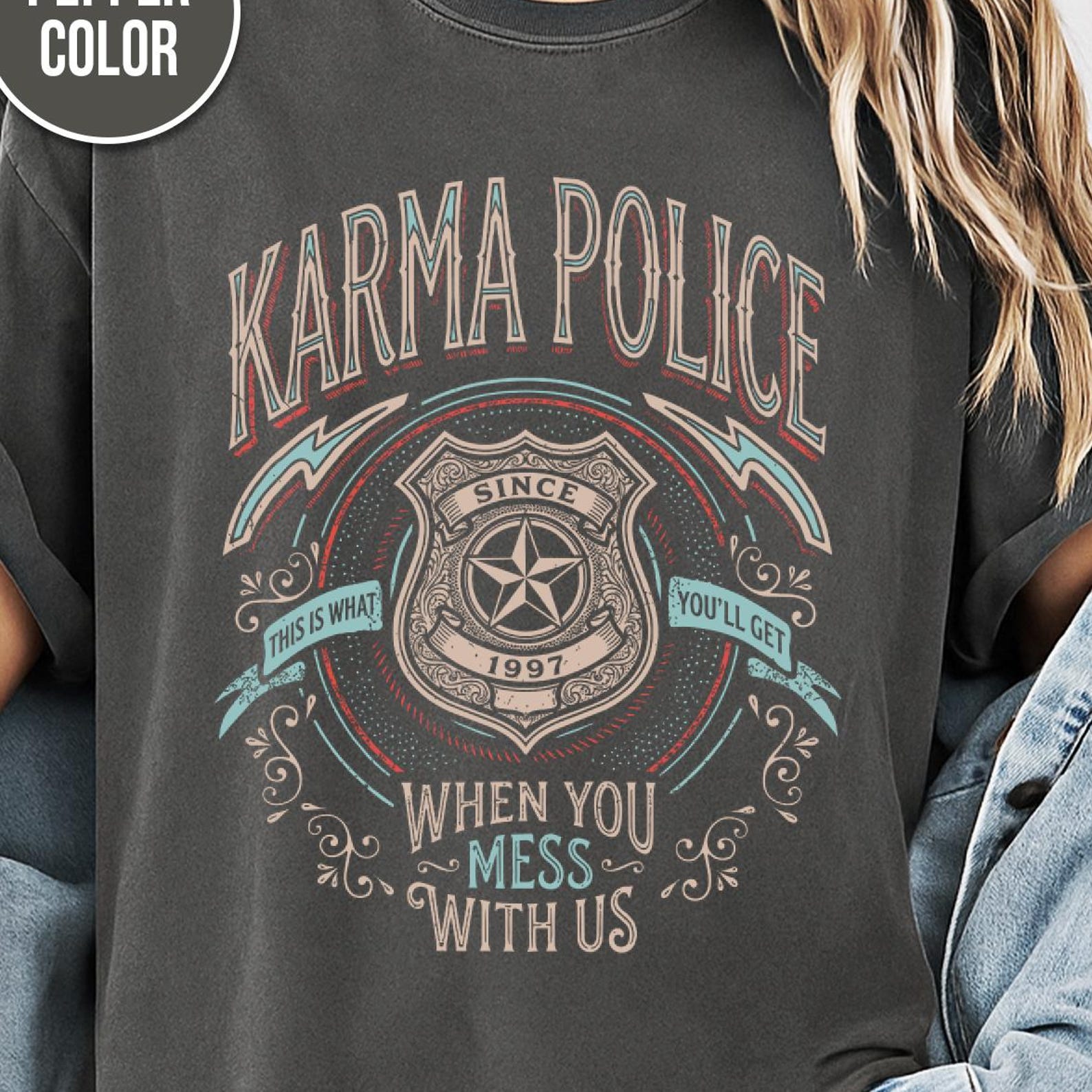 Karma Police Shirt, Vintage Rock Grunge Tee, 90s Alt Rock Comfort Colors Shirt, Indie Rock Band Tee, Retro Rock Concert Gift, Aesthetic 2XL