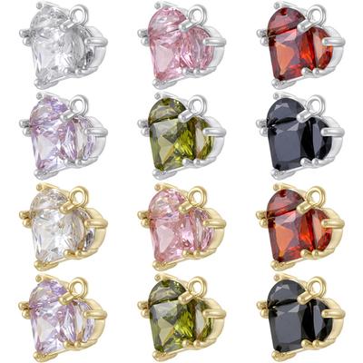 Temperament Leichter Luxus Kupfer Eingelegt Mit Farbigen Diamanten Liebesanhänger High-End Pfirsichherz Armband Halskette Ohrringe Anhänger Vd1971