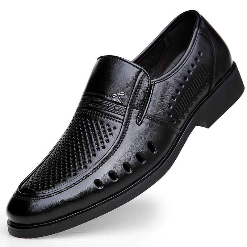 

Мужские сандалии из кожи, полые, деловые кожаные туфли с дышащими отверстиями 38