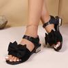 Women Anti-slip Trend Sandals Summer Lightweight Sandals Fashion Beach Casual Slippers Outdoor Bow Tie Home High Heels Shoes