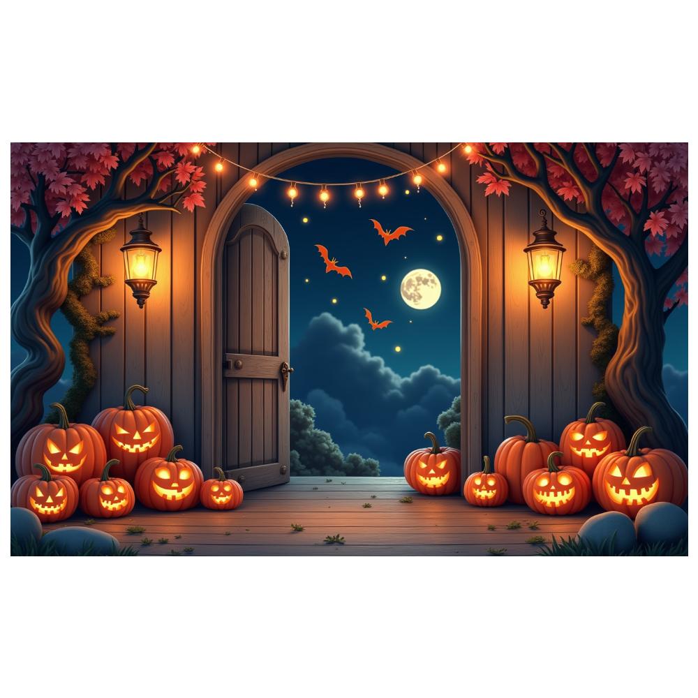 Outdoor Party Moody Lighting Halloween Banner Autumn Decoration Night Sky Jack O Lantern Decor For Holiday Celebration Halloween
