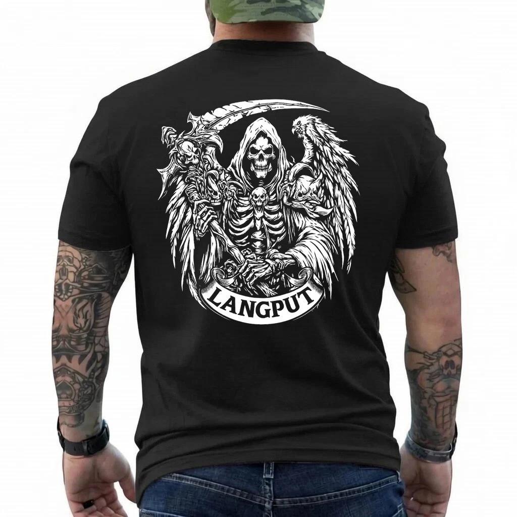 Langput Grim Reaper T-Shirt Skull Angel Death Graphic Tee Gothic Streetwear 3XL